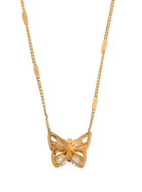 高亮锆石小蝴蝶项链18K金色保色
