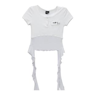 CBXLAB街舞潮牌网纱流苏飘逸爵士辣妹短袖kpop跳舞轻盈夏季上衣女