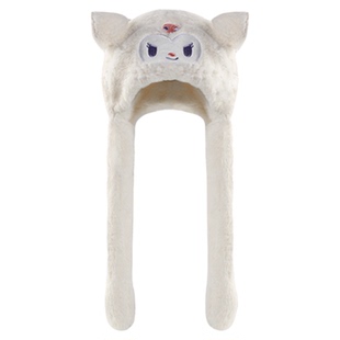 捏捏耳朵会动的可爱库洛米毛绒帽子女秋冬保暖套头帽护耳雷锋帽潮