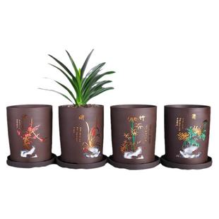 蝴蝶兰专用盆2021新款创意文竹兰花紫砂花盆客厅多肉老桩绿植盆大