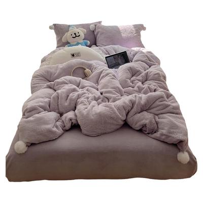 A类兔兔绒加厚保暖牛奶绒四件套