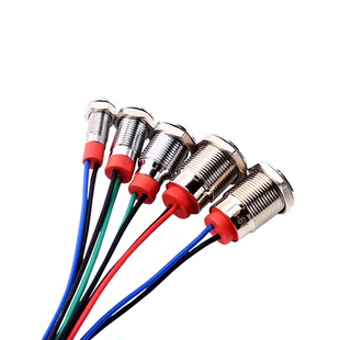 金属指示灯6mm/8/10/12mm防水LED电源信号灯6V12V24V220V小型带线