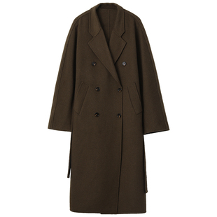 CV大码女装 冬季新款高级感羊毛双面呢大衣重工珠边外套胖MM显瘦