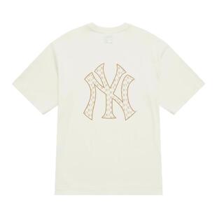 MLB短袖 25春季新款 男纯色简约宽松休闲透气 刺绣logo女圆领t恤