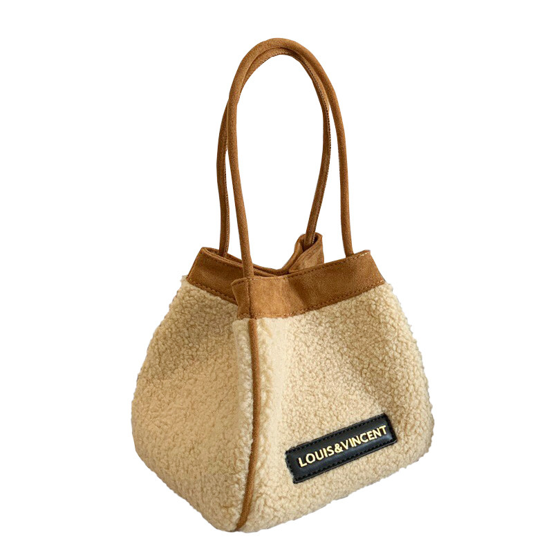 羊羔毛毛绒腋下包东大门2024秋冬新款女包网红手提单肩水桶饺子包