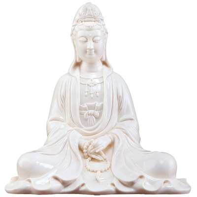 陶瓷静思观音佛像观世音菩萨摆件