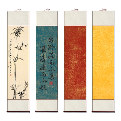 空白书法卷轴蜡染鎏金宣纸挂轴