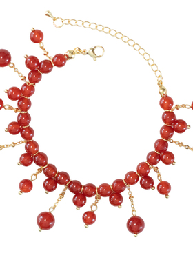 原创设计红玛瑙流苏古风红色新年节日手链汉服旗袍日常配饰