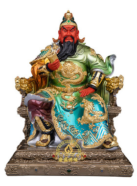 彩绘铜关公武财神供奉摆件