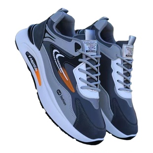 冬季加绒鞋子男皮面防水运动鞋潮流百搭休闲老爹鞋软底防滑跑步鞋