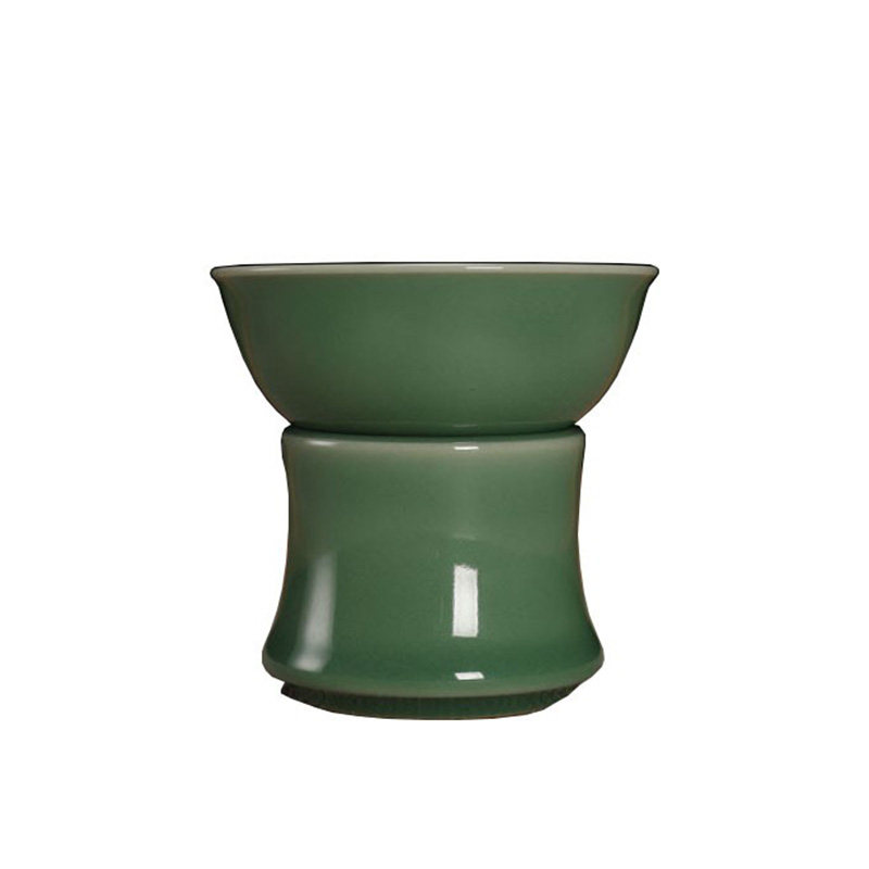 青瓷 弟窑梅子青 周连福手工茶漏分茶器过滤器陶瓷功夫茶具主人杯