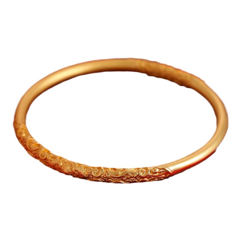 哪咤乾坤圈沙金卷草纹手镯手链女款吉言镯子轻奢小众精致新款手饰