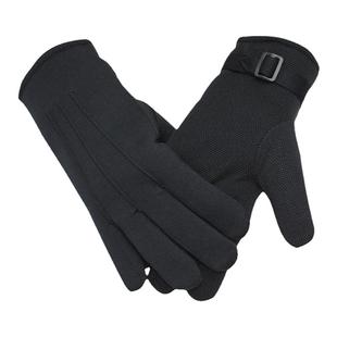 冬季三筋塑点防滑加厚加绒带扣保暖防寒门卫劳保礼仪男女棉白手套