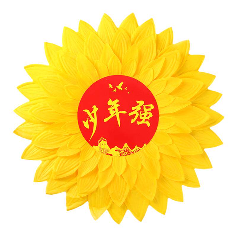少年强舞蹈道具手拿花向日葵加油助威手举牌趣味运动会入场创意道