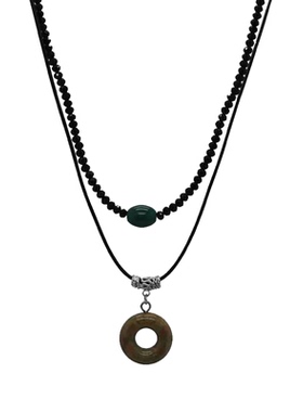 Gallery双层玉石新中式国风项链