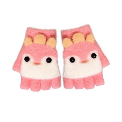 儿童保暖手套男女童半指翻盖五指