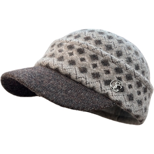 复古纯羊毛鸭舌帽女秋冬日系保暖百搭显脸小画家帽柔软舒适马术帽