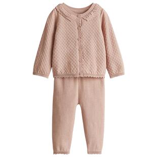 HM童装女婴套装2件式春季冬冬新款棉质针织圆领上衣长裤1305405