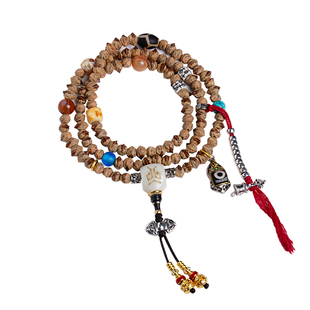 热振百香籽108颗手串红芽原桩横打藏式念珠手持配饰天珠男女文玩