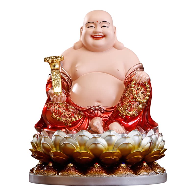 树脂全莲弥勒佛菩萨摆件大肚笑佛