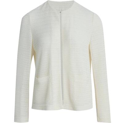 山茶花白浮雕镂空圆领短外套