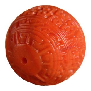 南红散珠单珠精雕回纹珠锦红色火焰纹九口料天然手串配珠文玩配饰