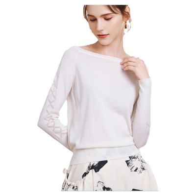 一字低领短款羊毛轻薄短款针织衫