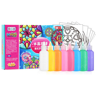 免烤胶画贴画儿童手工diy颜料涂鸦色早教男孩女孩益智玩具套装
