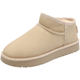 大东雪地靴女鞋2025冬季新款时尚休闲简约套脚低跟平底圆头D1218