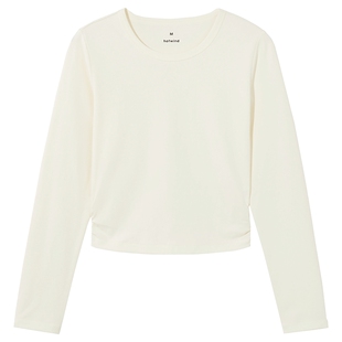 热风女士长袖T恤上衣2026年春季新款收腰显瘦基础款百搭长袖T恤