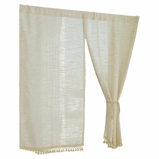 ZSH 门帘高级感半帘隔断帘半截式日式和风棉麻门帘卧室厨房隐私帘