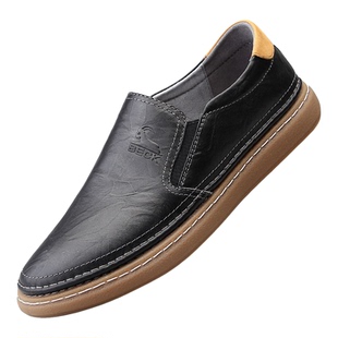 公羊男士皮鞋2026春季新款真皮商务休闲一脚蹬头层牛皮中年爸爸鞋