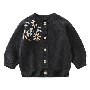 【微澜】女童毛衣秋冬装洋气女宝宝甜美田园针织开衫法式复古外套