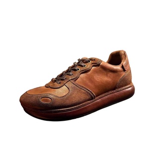 马皮阿甘鞋男鞋2026新款系带厚底手工休闲运动皮鞋舒适透气德训鞋