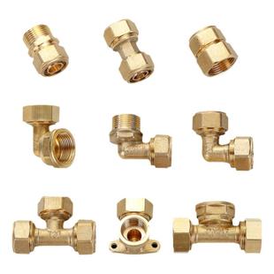 铜管件1620铝塑管接头三通直接弯通4分6分水管铜接头管件接头配件