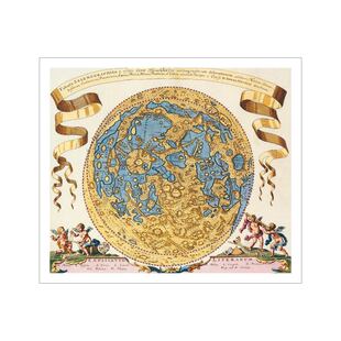 月亮环形山月球表面海洋与火山宇宙探索科普油画布画芯书房装饰画