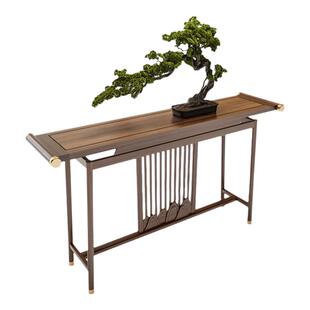 新中式玄关桌中式实木简约条案轻奢入户禅意榆木玄关柜窄款玄关台