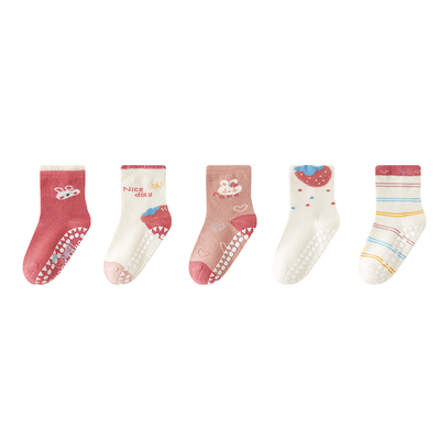 秋季防滑点胶女童地板袜