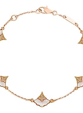 周珍珍轻奢扇子五花手链女白贝母镀18K玫瑰金气质手链高级感手串