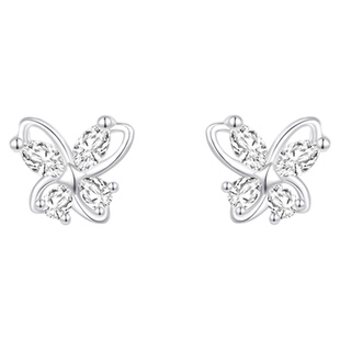 JXRXs999纯银蝴蝶耳钉女小众设计感养耳洞耳环独特漂亮足银耳饰