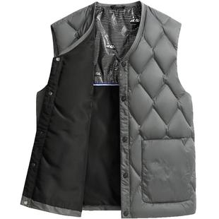 雪中飞羽绒马甲男款秋冬季内穿保暖背心V领百搭中老年爸爸棉坎肩