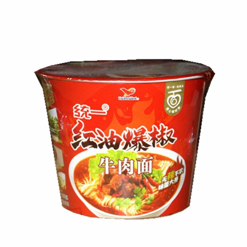 统一来一桶红油爆椒牛肉面桶装