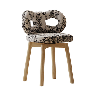 实木可旋转化妆椅女生蝴蝶结靠背梳妆台椅子中古风网红卧室梳妆凳