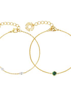 sunshifen Rainforest系列糖塔马眼锆石金色叠搭手链礼物