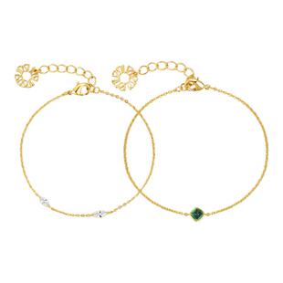 sunshifen Rainforest系列糖塔马眼锆石金色叠搭手链情人节礼物