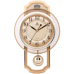 霸王欧式音乐挂钟客厅时尚摆钟客厅现代简约创意免打孔挂墙石英钟