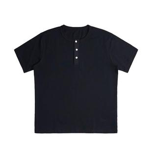 维托摩瑞美式复古重磅亨利领T恤纯色阿美咔叽修身纯棉短袖亨利衫