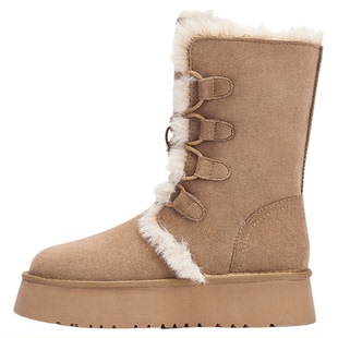 达芙妮雪地靴女款2025新款冬季女鞋加绒加厚中筒靴保暖东北棉鞋女