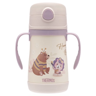 膳魔师儿童保温杯吸管杯宝宝双把手便携学饮杯巧虎水杯正品可拆卸