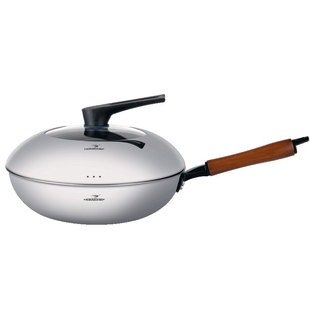 [家居大厨]大铁锅不锈钢锅家用无涂层炒菜锅老式中式炒锅尖底圆底